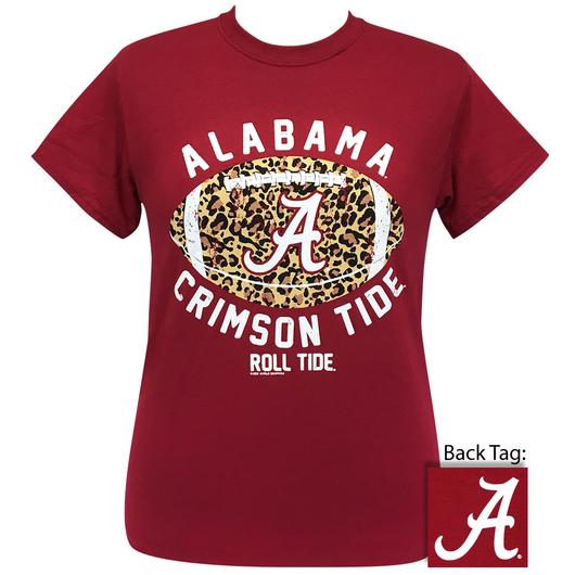 Alabama Crimson Tide Leopard Football T-Shirt
