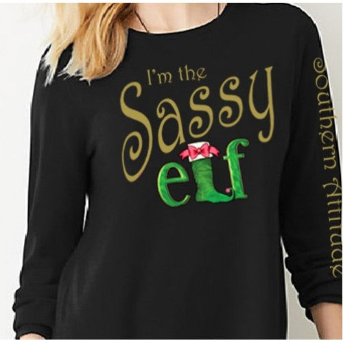 Southern Attitude Preppy Holiday Sassy Elf Long Sleeve T-Shirt