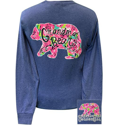 Girlie Girl Originals Preppy Grandma Bear Long Sleeve T-Shirt