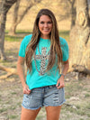 Texas True Threads Leopard Cross Canvas T-Shirt