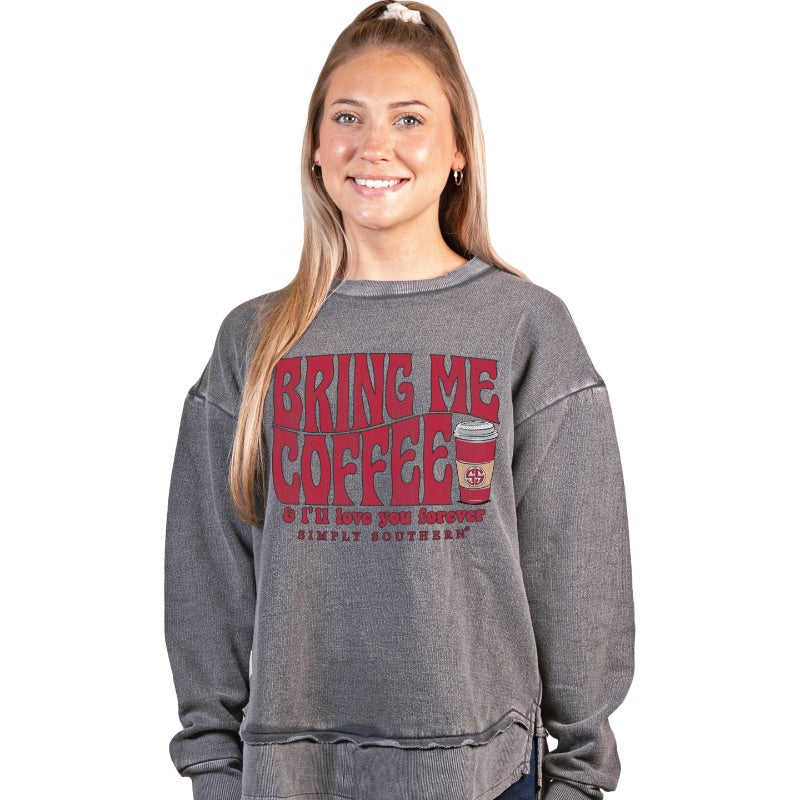Simply Southern Bring Coffee Long Sleeve Crew Sweatshirt