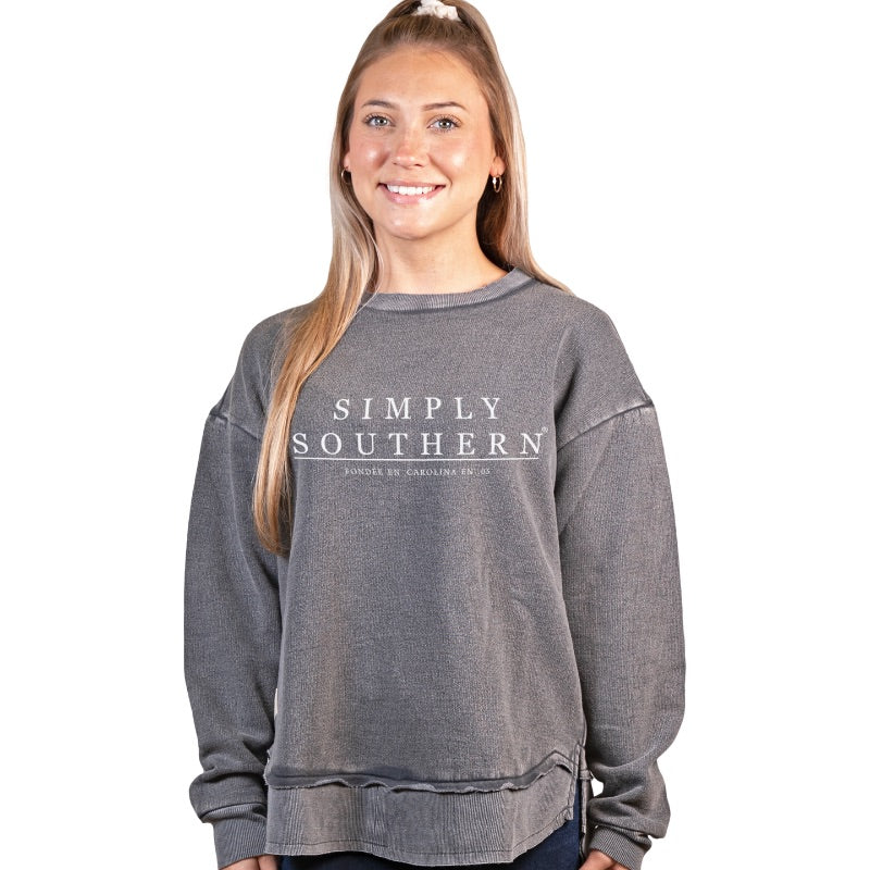 Simply Southern Classic Logo Grey Long Sleeve Crew Sweatshirt
