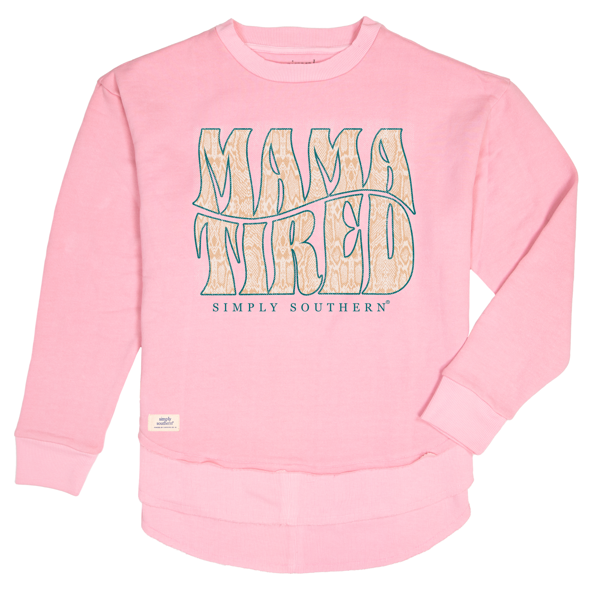 Simply Southern Mama Tired Long Sleeve Crew Sweatshirt