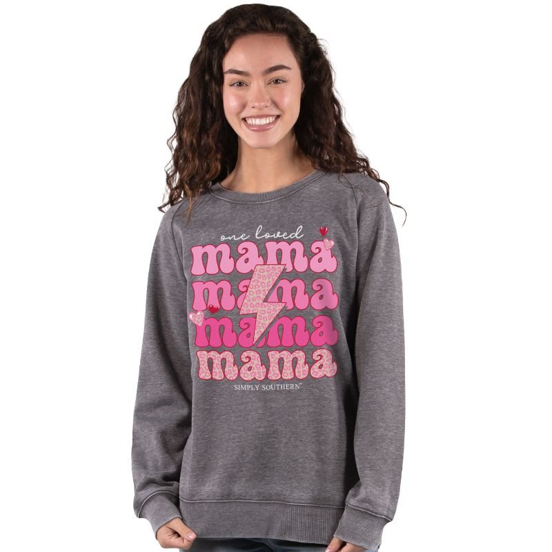 Simply Southern Love Mama Hearts Long Sleeve Crew Sweatshirt