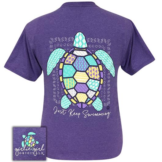 Girlie Girl Originals Preppy Just Keep Swimming Sea Turtle T-Shirt