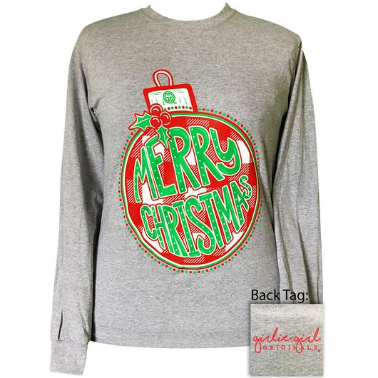 Girlie Girl Originals Preppy Merry Christmas Ornament Christmas Long Sleeve T-Shirt