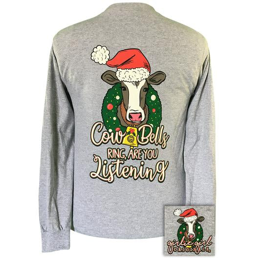 Girlie Girl Originals Preppy Cowbells Ring Holiday Long Sleeve T-Shirt