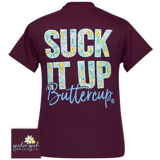 Girlie Girl Originals Preppy Suck It Up Buttercup Maroon T-Shirt