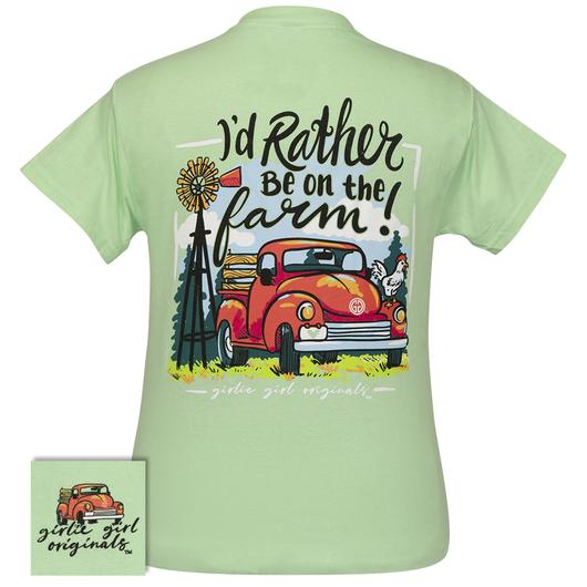 Girlie Girl Originals Preppy Rather Be On Farm Truck 2 Mint T-Shirt