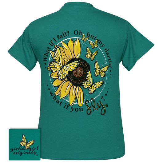 Girlie Girl Originals Preppy What If You Fly Butterfly Sunflower T-Shirt