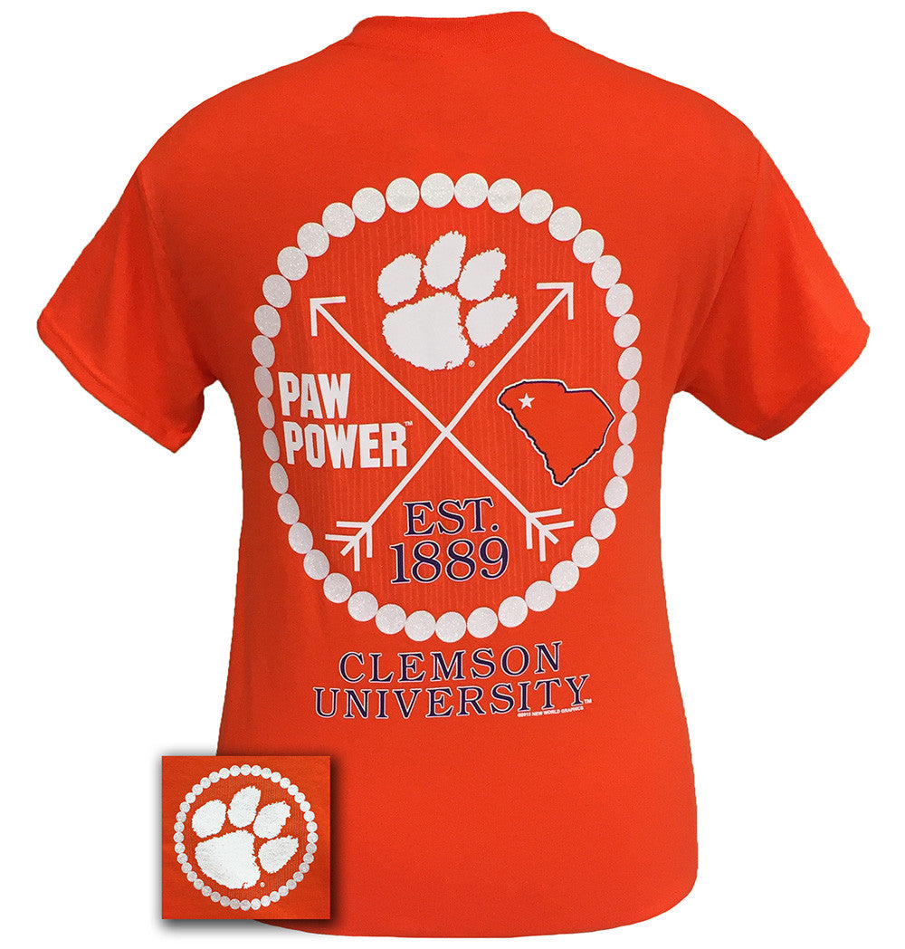 South Carolina Clemson Tigers Arrow Pearls Classy Girlie Bright T Shirt