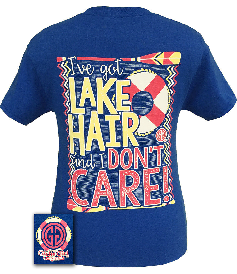 Girlie Girl Originals Lake Hair And Don't Care Summer Blue Bright T Shirt