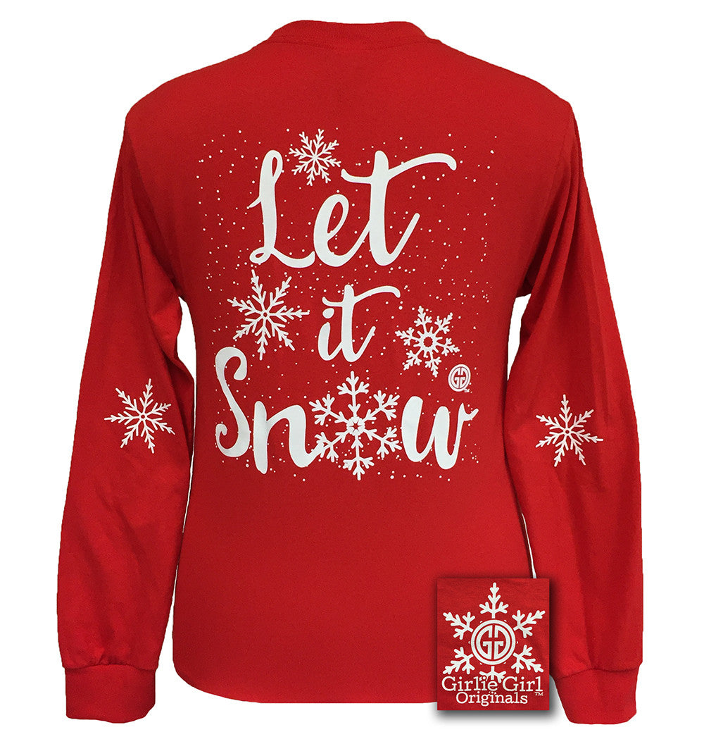 Girlie Girl Originals Let It Snow Holidays Red Long Sleeves T Shirt