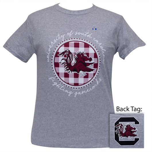 South Carolina Gamecocks Buffalo Plaid Logo Sports Grey T-Shirt