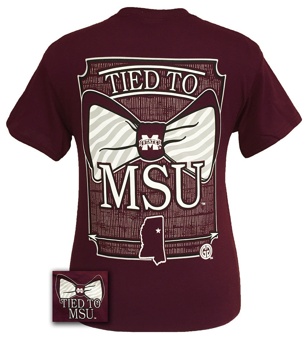 MSU Mississippi State Bulldogs Prep Tied To Bow Girlie Bright T Shirt