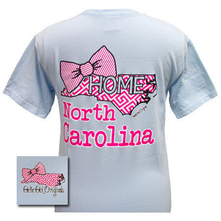 Sale Girlie Girl Originals North Carolina Preppy State Bow Comfort Colors Bright T Shirt
