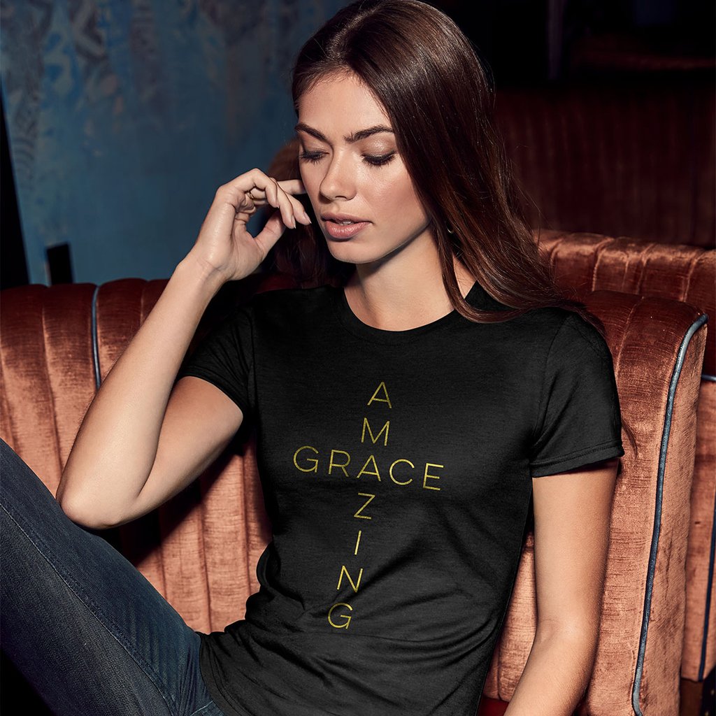 Grace &amp; Truth Amazing Grace Cross Christian Cherished Girl Bright T Shirt