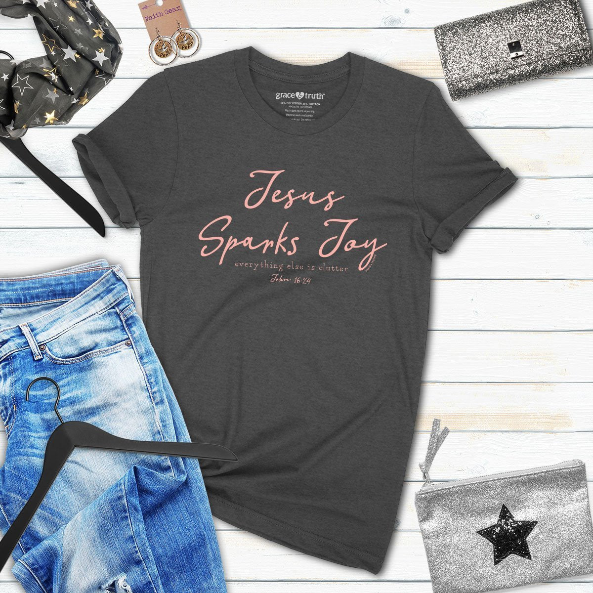 Cherished Girl Grace &amp; Truth Jesus Sparks Joy Girlie Christian Bright T Shirt