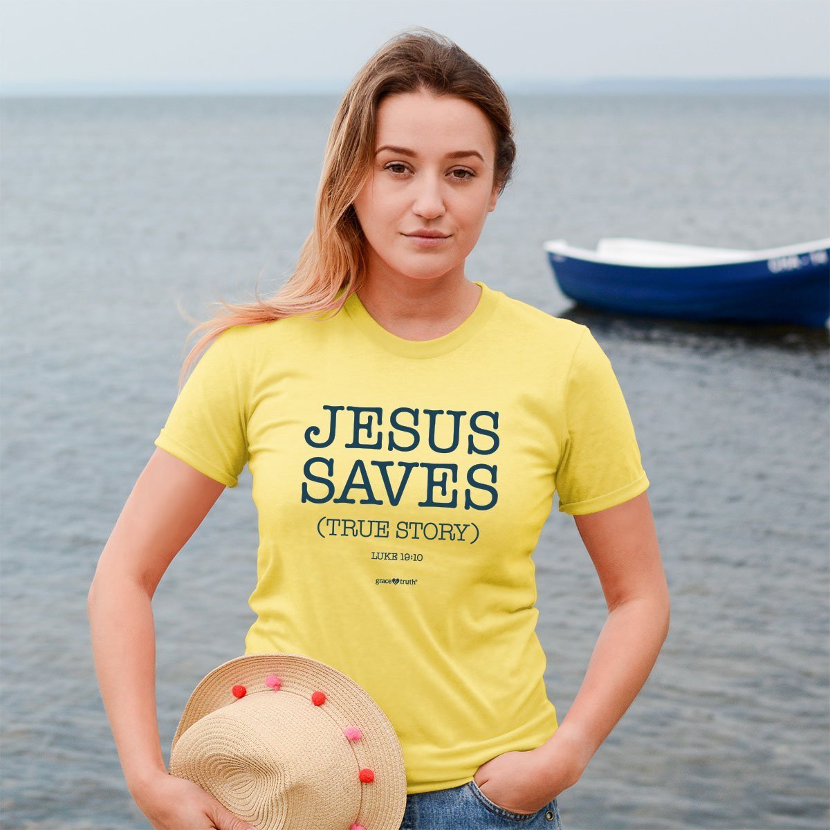 Cherished Girl Grace &amp; Truth Jesus Saves True Story Girlie Christian Bright T Shirt