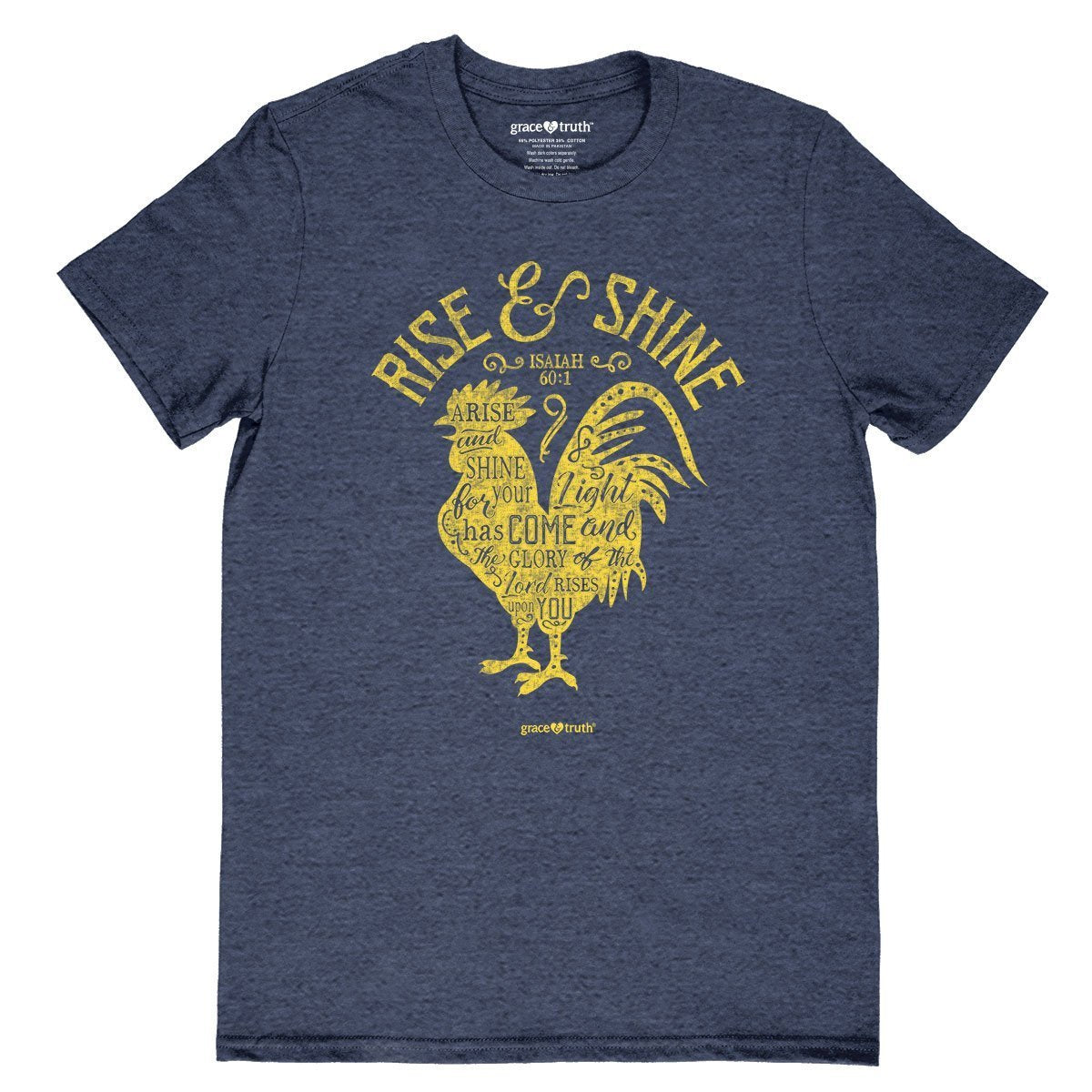 Cherished Girl Grace &amp; Truth Rise &amp; Shine Rooster Girlie Christian Bright T Shirt
