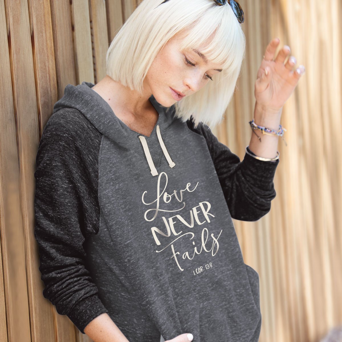 Cherished Girl Grace &amp; Truth Love Never Fails Christian Long Sleeve Hoodie T-Shirt