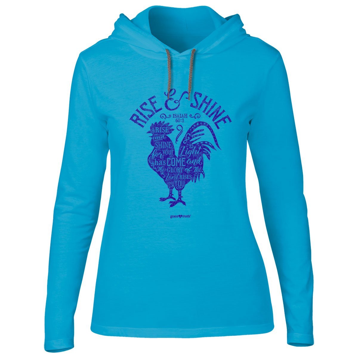 Cherished Girl Grace &amp; Truth Rise &amp; Shine Rooster Christian Long Sleeve Hoodie T Shirt