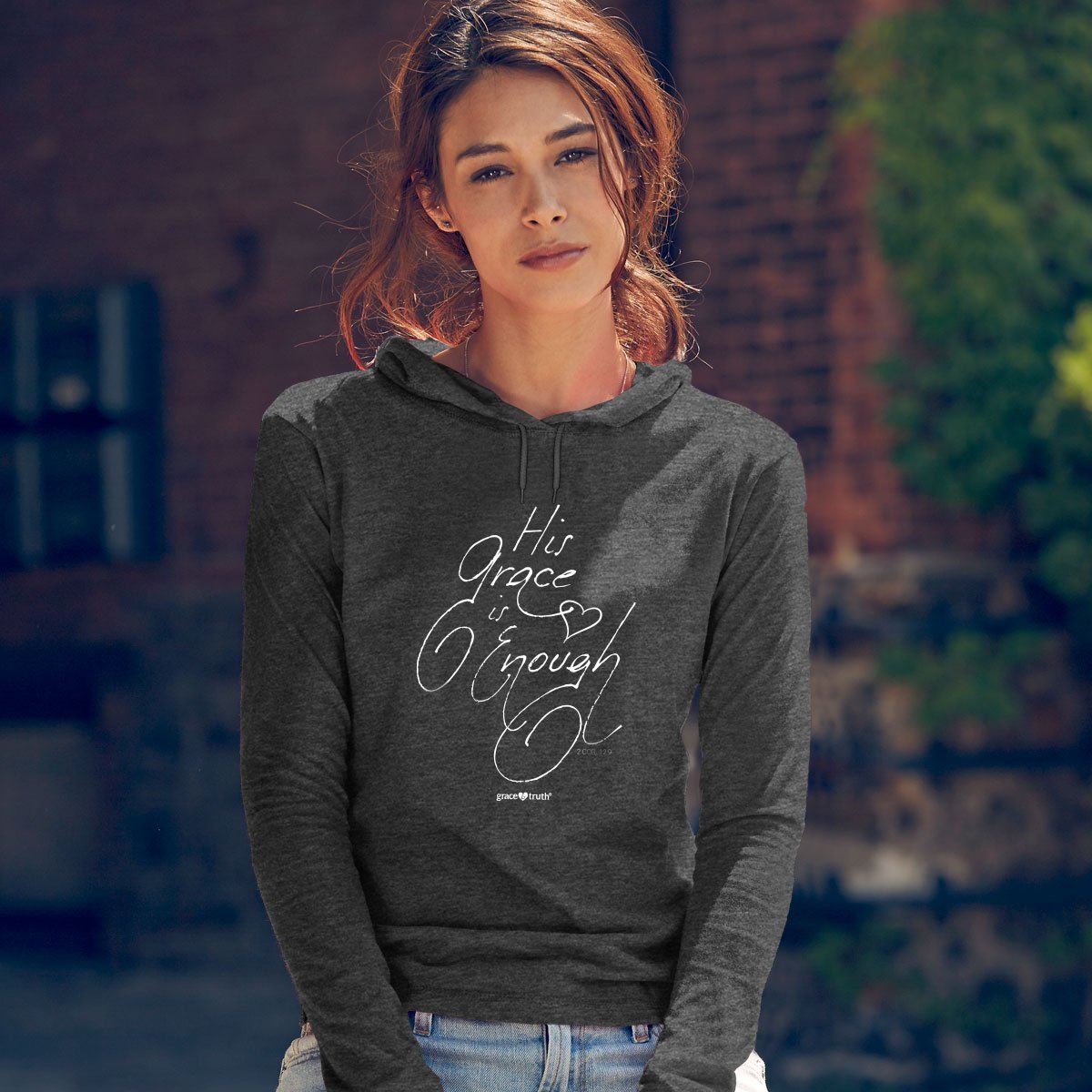 Cherished Girl Grace & Truth His Grace is Enough Christian Long Sleeve Hoodie T Shirt