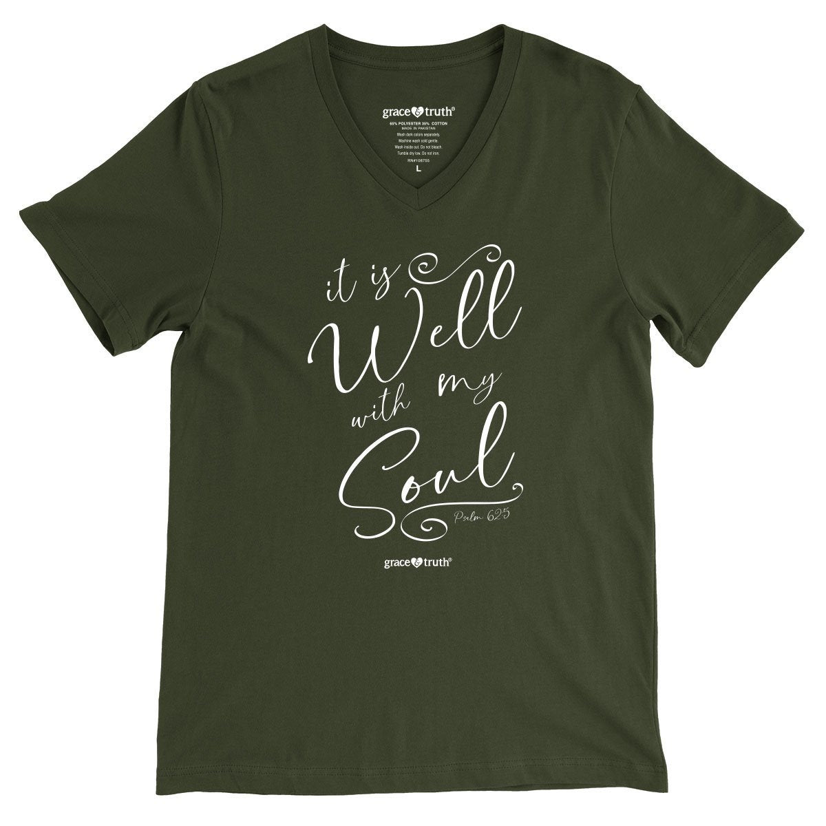 Cherished Girl Grace &amp; Truth It is Well With My Soul V-Neck Girlie Christian Bright T Shirt