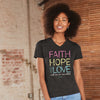 Cherished Girl Grace &amp; Truth Faith Hope Love Christian V-Neck T-Shirt