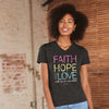 Cherished Girl Grace &amp; Truth Faith Hope Love Christian V-Neck T-Shirt
