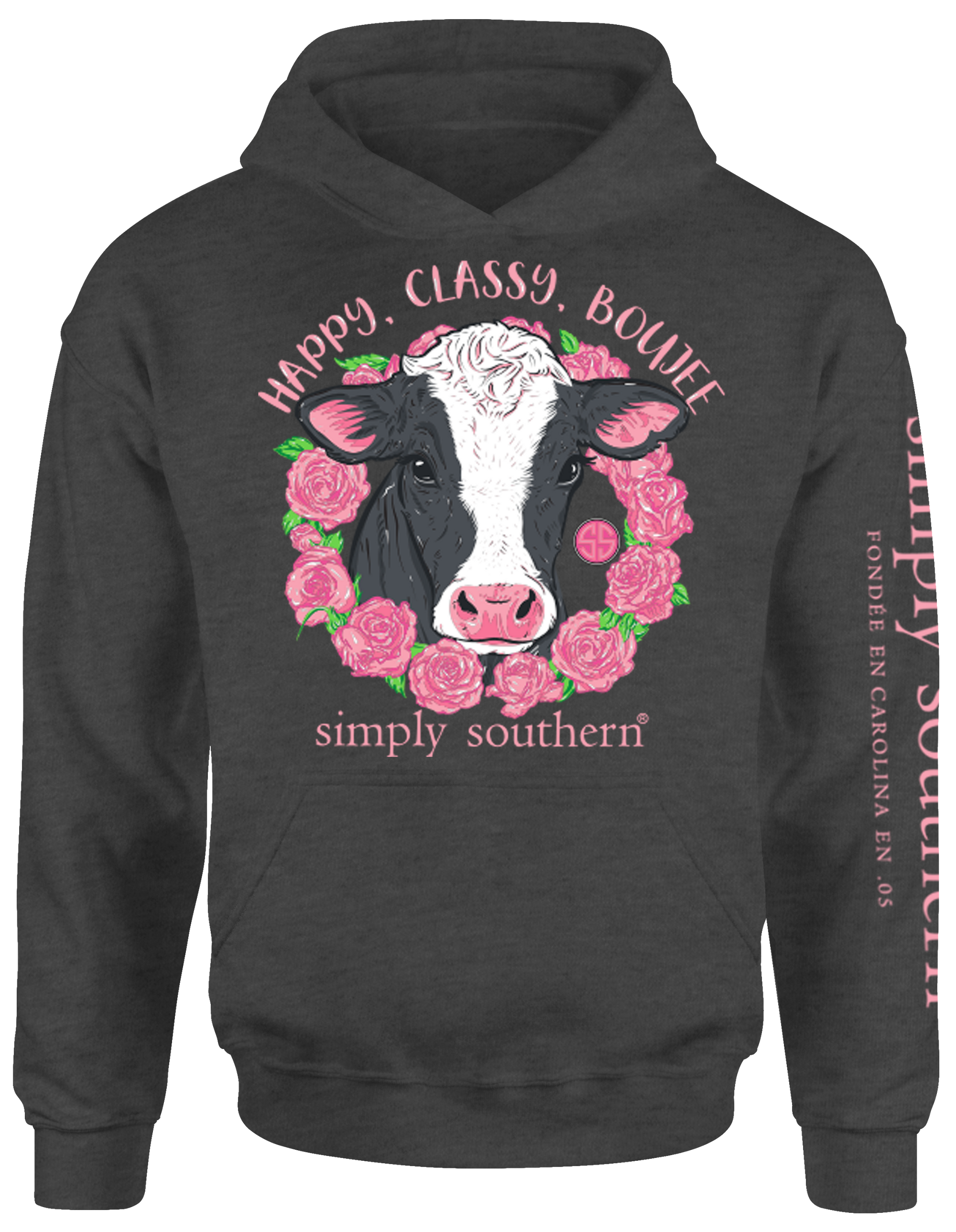 SALE Simply Southern Preppy Boujee Cow Pullover Hoodie T-Shirt