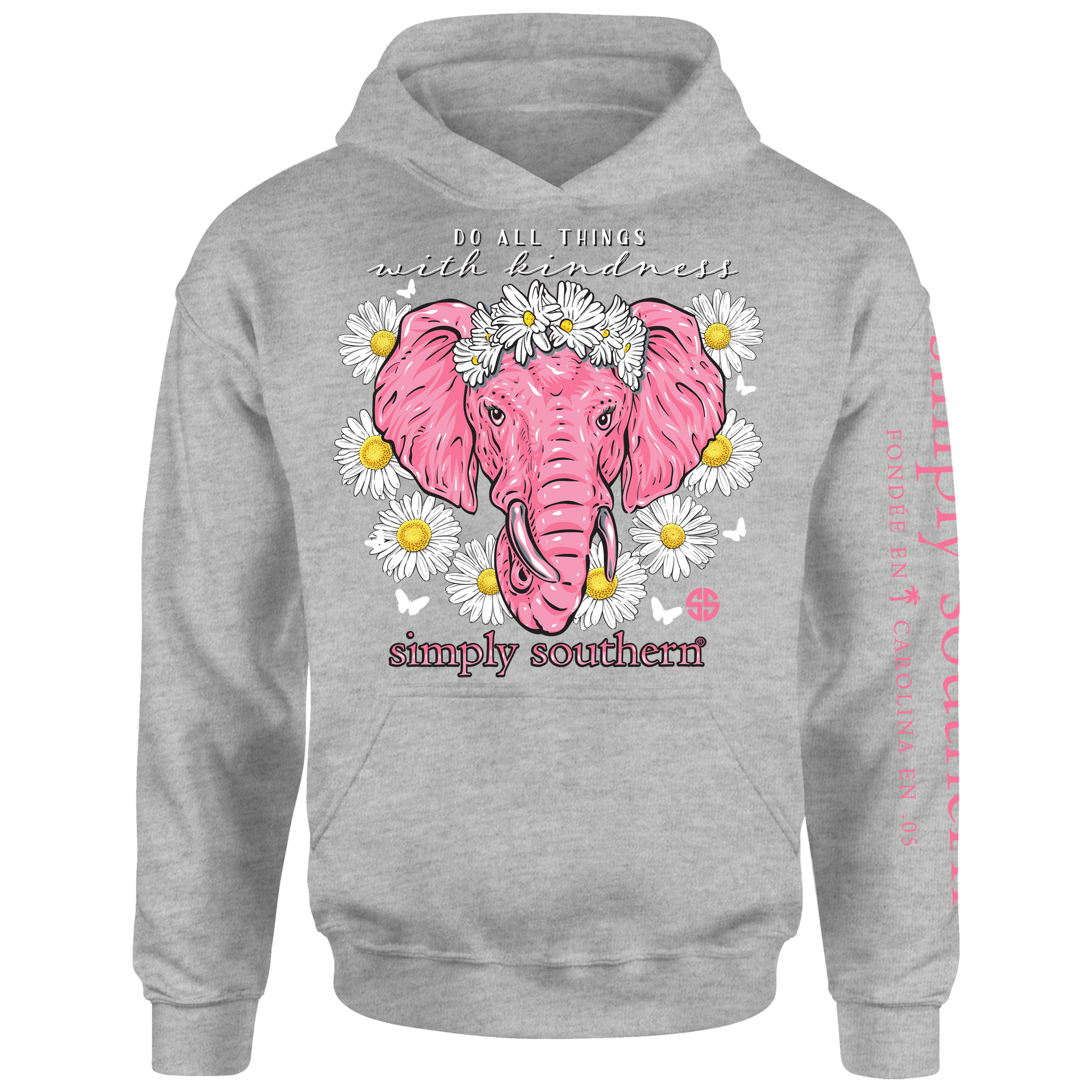 SALE Simply Southern Preppy Daisy Elephant Pullover Hoodie T-Shirt