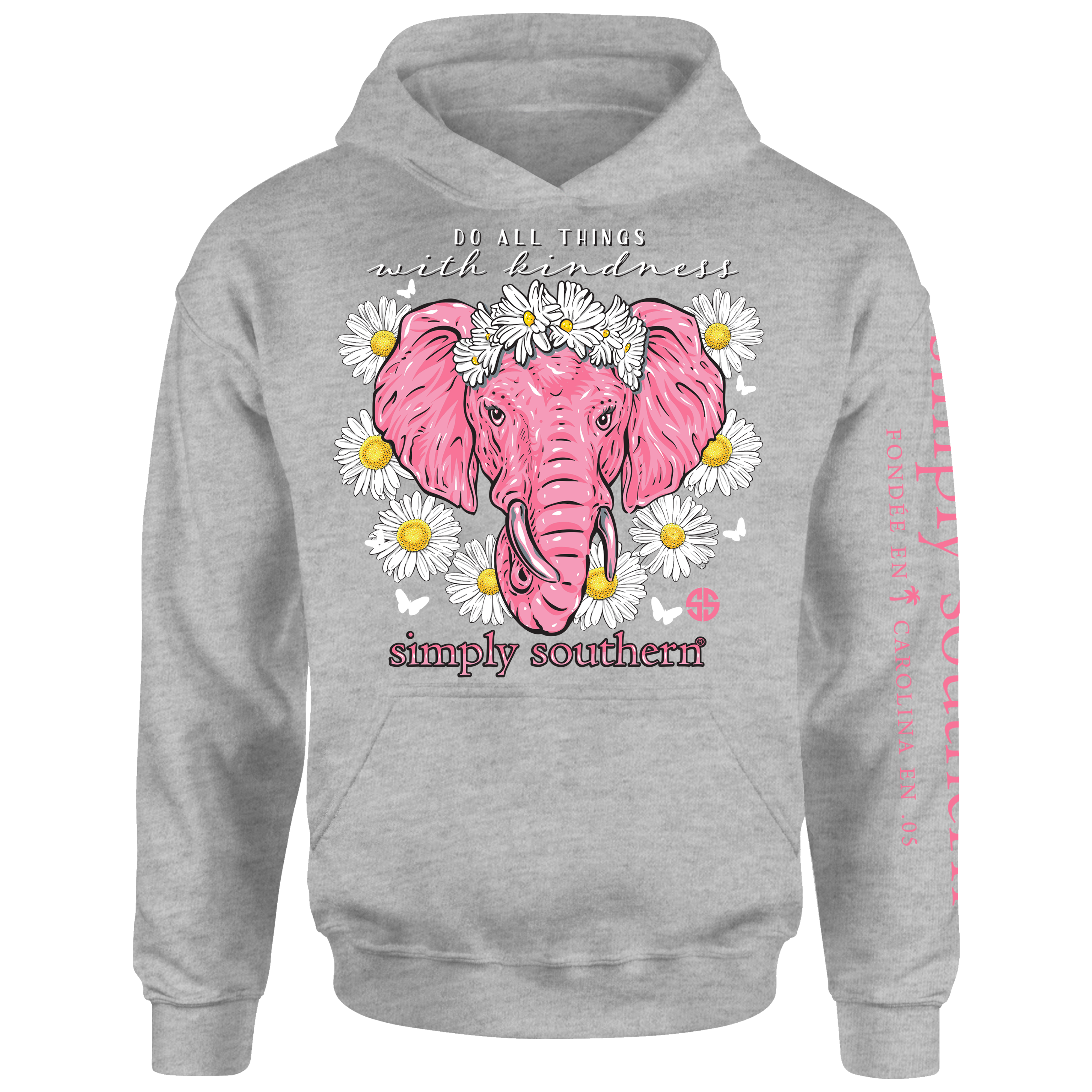 SALE Simply Southern Preppy Daisy Elephant Pullover Hoodie T-Shirt