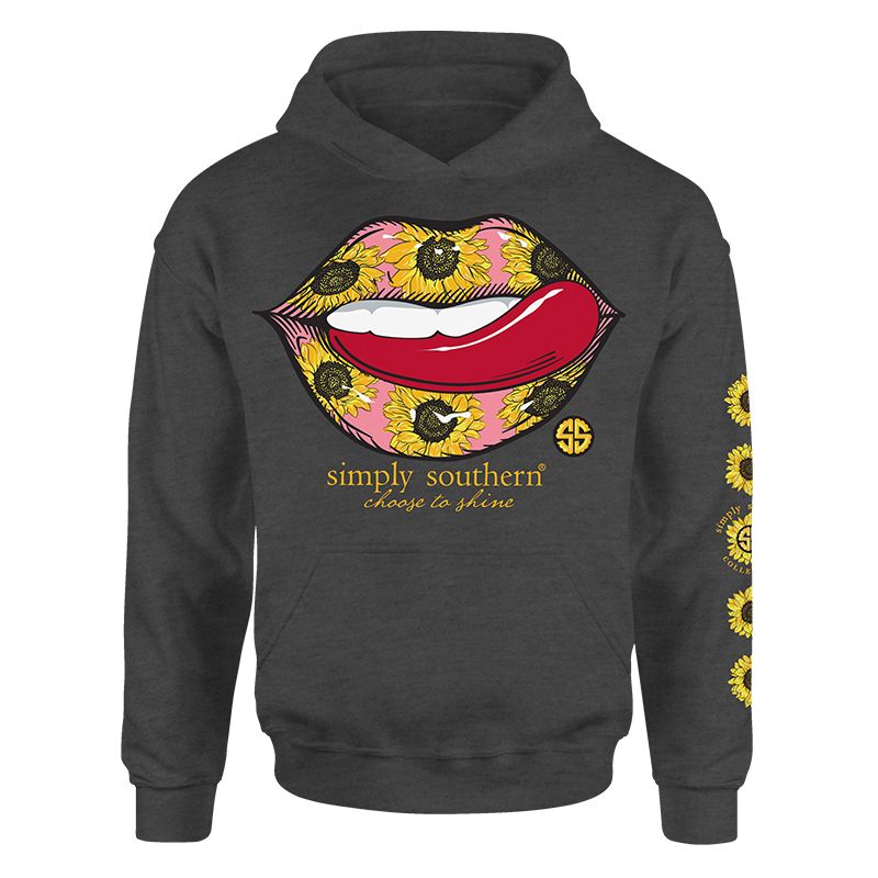 Simply Southern Preppy Sunflower Lips Pullover Hoodie T-Shirt