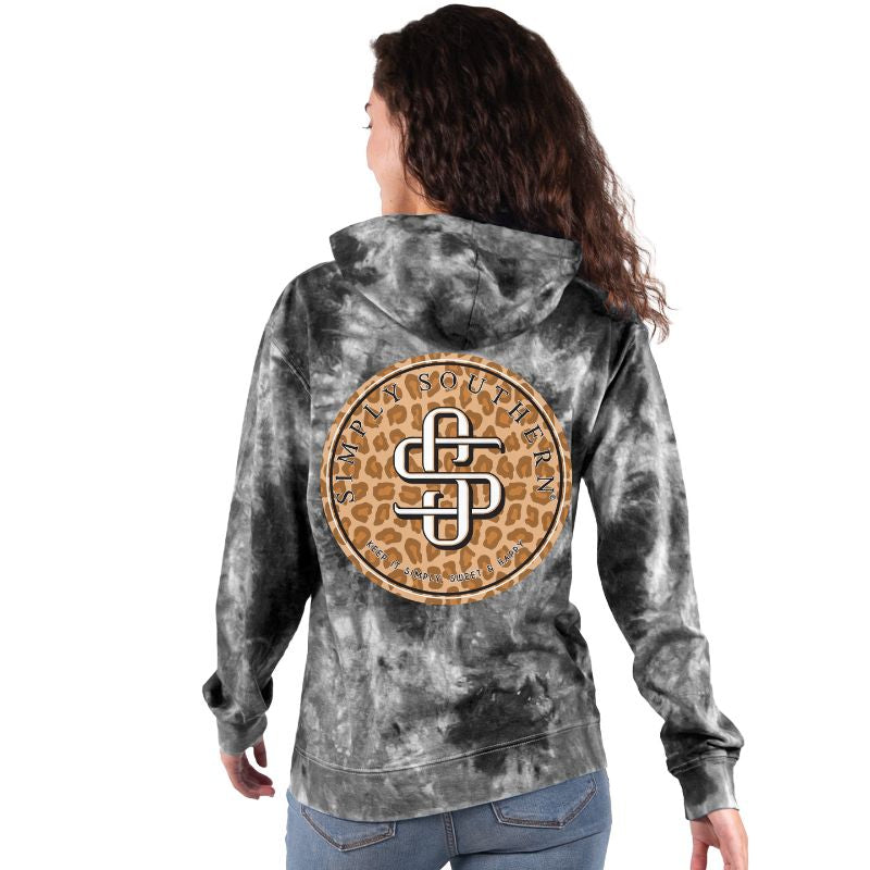 Simply Southern Leopard Logo Tiedye Pullover Hoodie T-Shirt