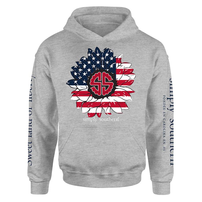 SALE Simply Southern Preppy USA Sunflower Pullover Hoodie T-Shirt