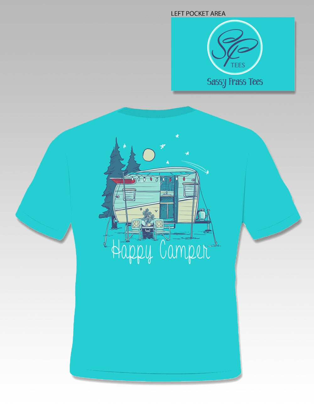 SALE Sassy Frass Happy Camper Comfort Colors Bright Girlie T Shirt