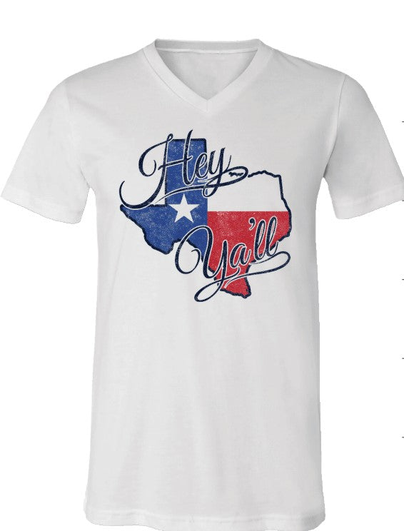 Sassy Frass Hey Y'all Texas State V-Neck Canvas T-Shirt