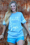 Sassy Frass Faith Over Fear Arrow Christian Gray Vintage Jersey Girlie Bright T Shirt