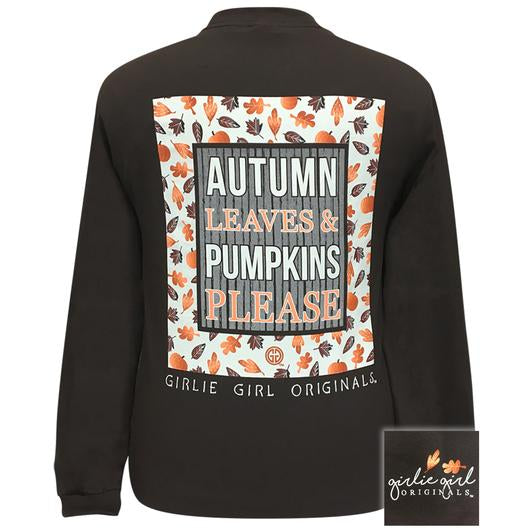 SALE Girlie Girl Originals Autumn Leaves Pumpkin Please Fall Long Sleeve T-Shirt