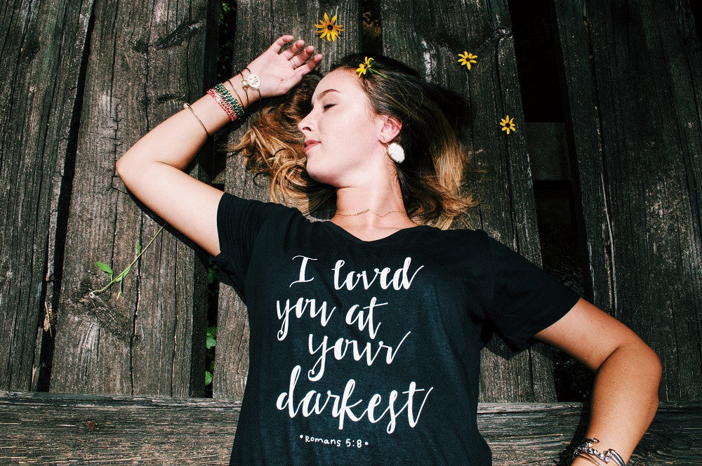 Sassy Frass Captivated I Loved You at your Darkest V-Neck Christian Bright Girlie T Shirt