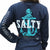 Southern Attitude Preppy Salty Anchor Skull Navy Long Sleeve T-Shirt