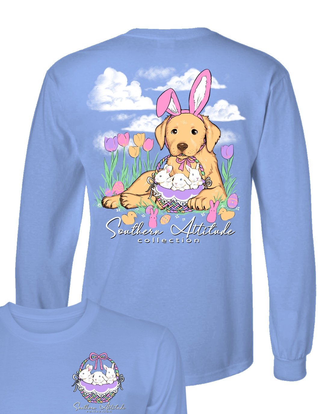 Southern Attitude Easter Basket Dog Long Sleeve T Shirt