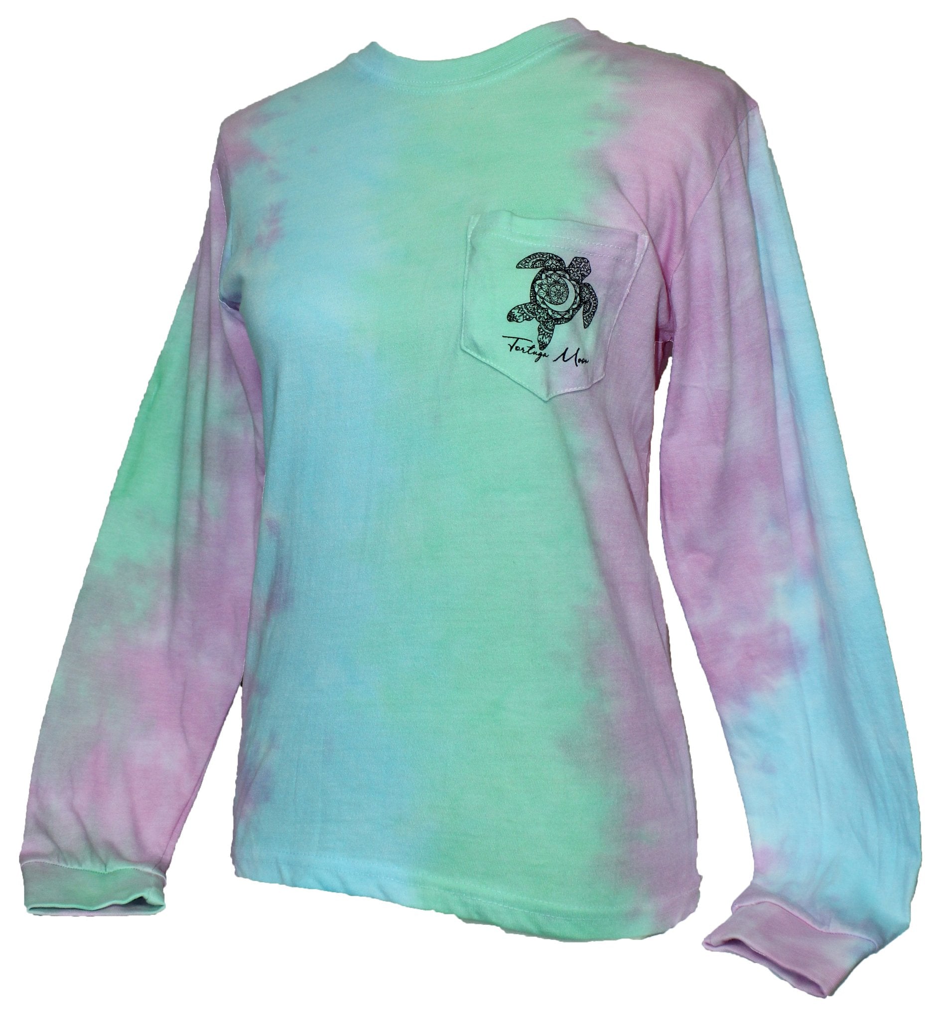 Southern Attitude Tortuga Moon Black Turtle Tie Dye Long Sleeve T-Shirt