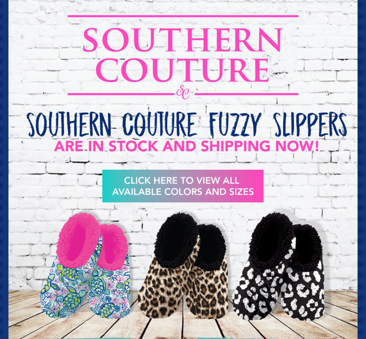 Southern Couture Super Soft Fuzzy Slippers With Grips