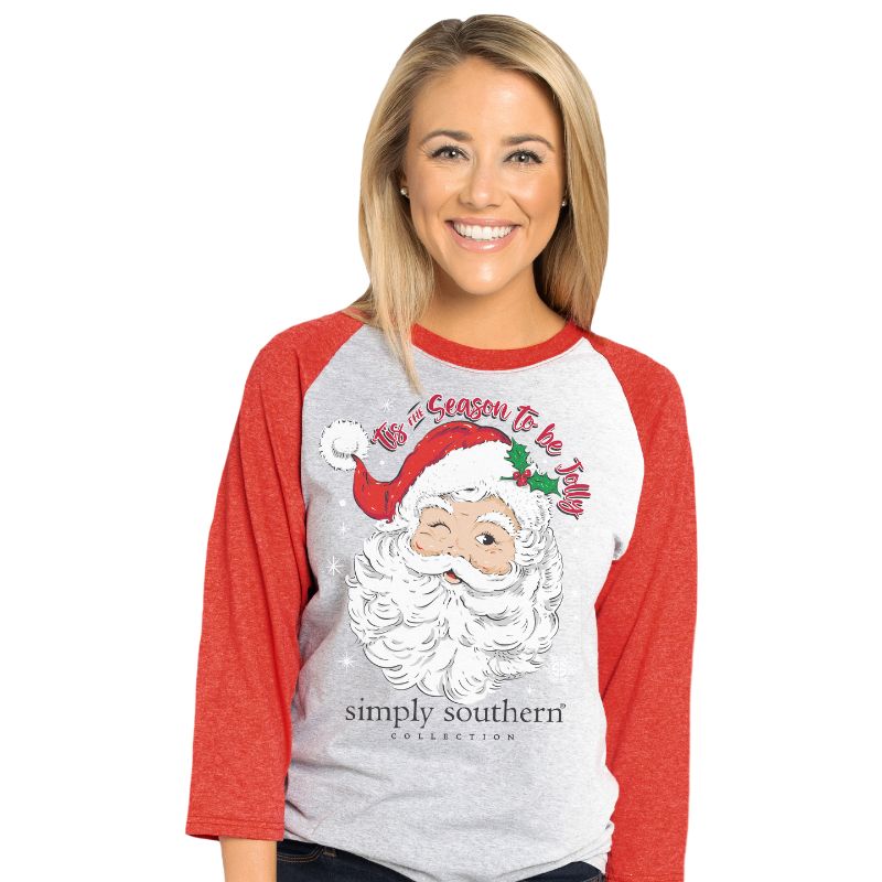 SALE Simply Southern Jolly Santa Holiday Long Sleeve T-Shirt