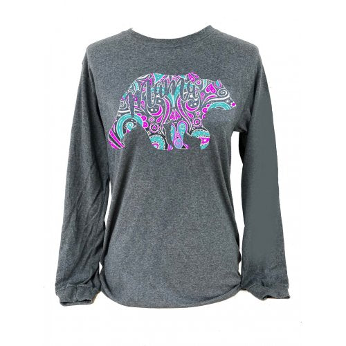 SALE Southern Attitude Preppy Paisley Mama Bear Front Print Long Sleeve T-Shirt