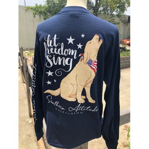 Southern Attitude Preppy Freedom Sing USA Dog Long Sleeve T-Shirt