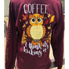 Southern Attitude Preppy Coffee Owl Fall Long Sleeve T-Shirt