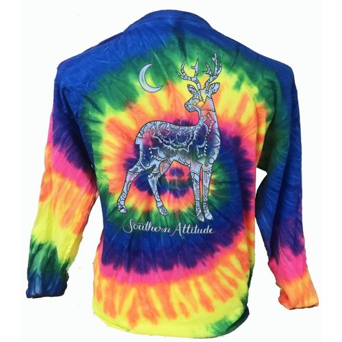 Southern Attitude Tortuga Moon Mandala Dream Deer Neon Tie Dye Long Sleeve T-Shirt